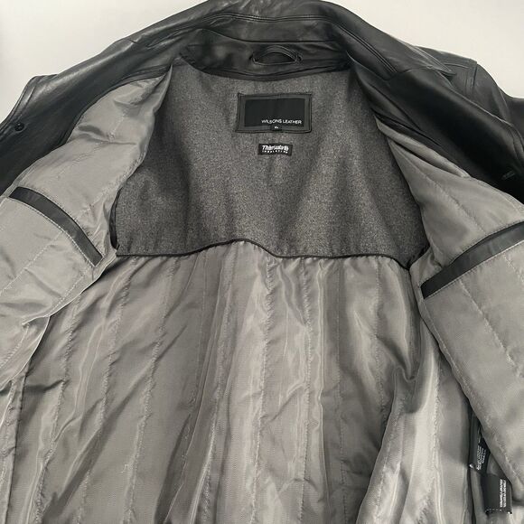 Wilsons Leather Coat Thinsulate Insulated *Zips Out* Black Button Front Size XL - Picture 7 of 16
